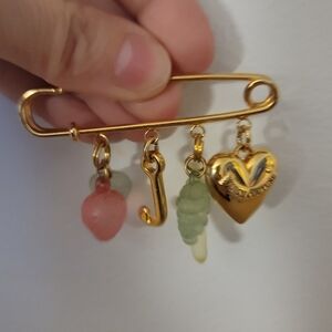 Juicy Couture Gold Brooch with Heart and Fruit Charms "Hard Find"!